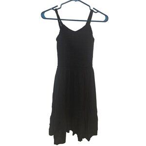 Art Class Black Babydoll Mini Dress Square Open Back Ruching Girls Size L